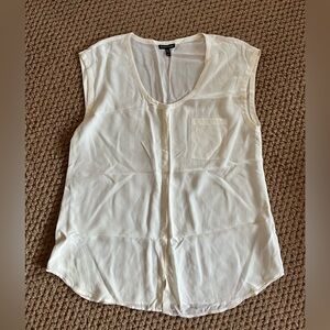Eileen Fisher Cream Silk Top Sz M